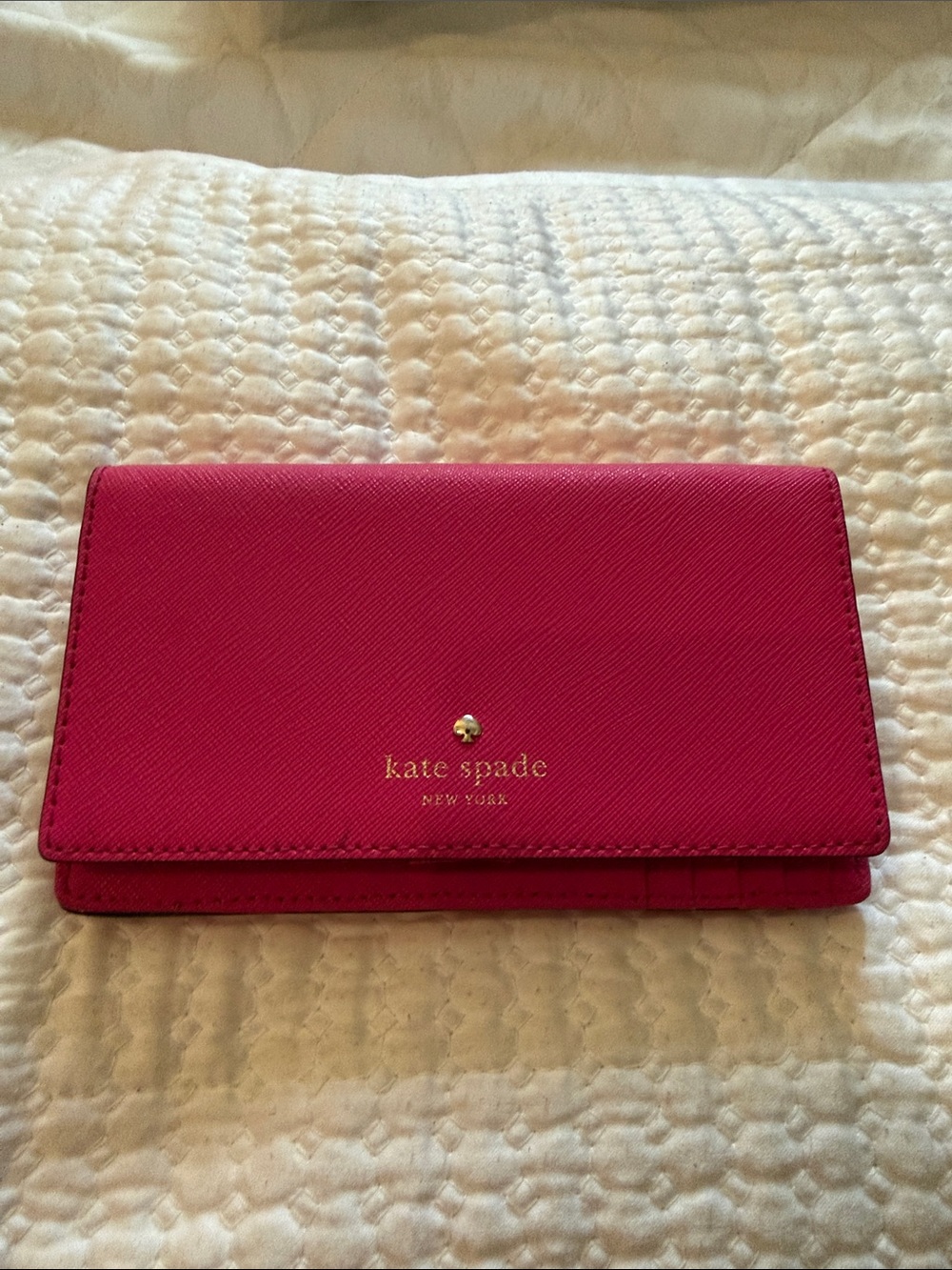 kate spade Hot Pink Saffiano Leather Trifold Wallet